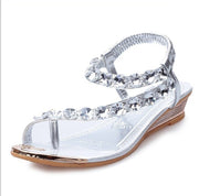 Glam Rhinestone Toe Ring Flat Sandals