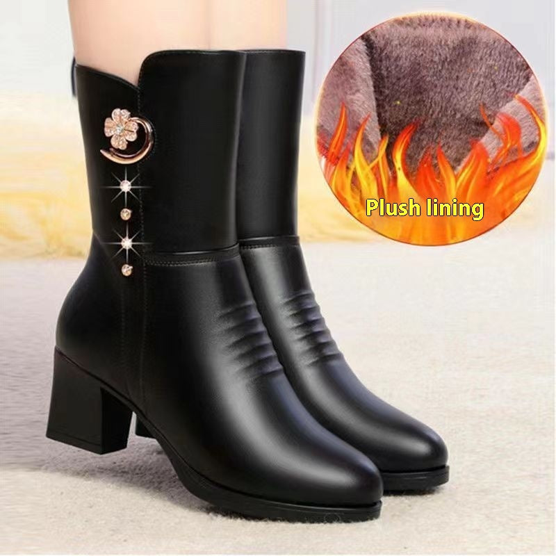 Chic Mid-Calf Block Heel Boots