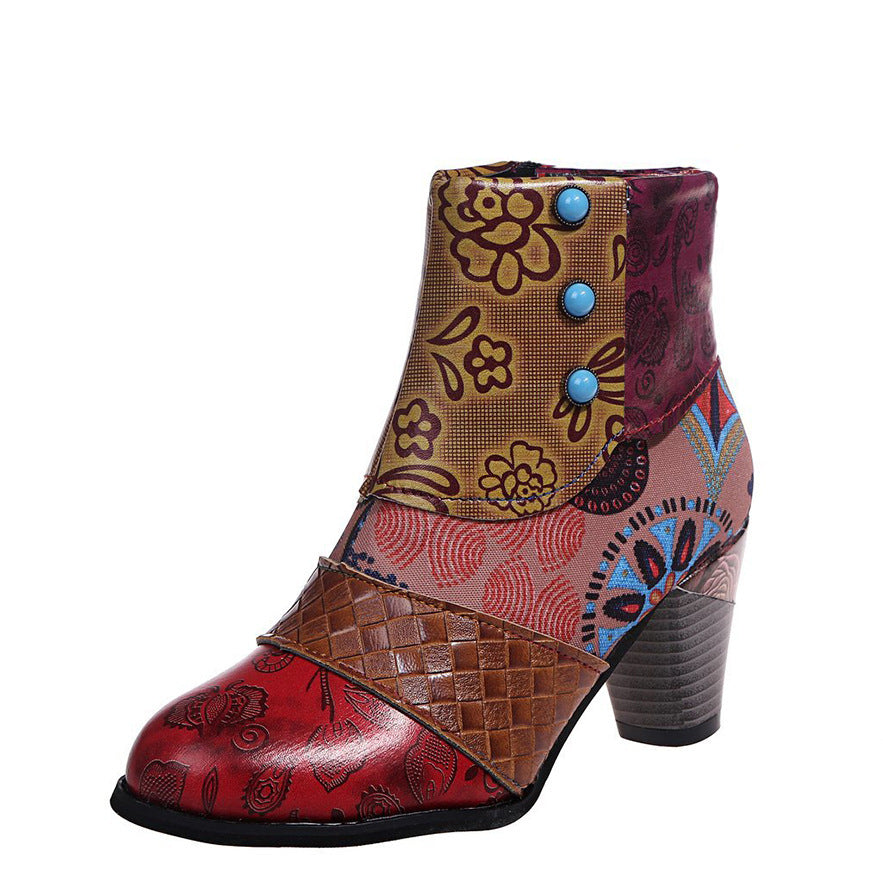 Chic Boho Patchwork Ankle Boots