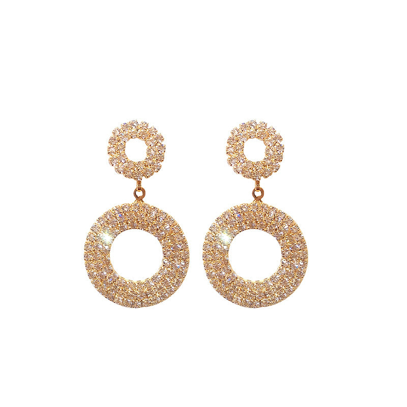 Exaggerated glamorous sexy geometric circle earrings