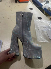 Luxe Starry Rhinestone Ankle Boots