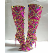 Luxe Jewel Embellished Embroidered Knee-High Boots