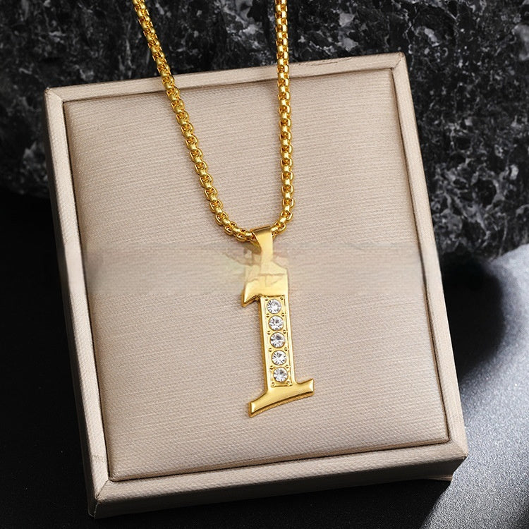 Diamond-Style-Encrusted English Alphabet Classic Necklace