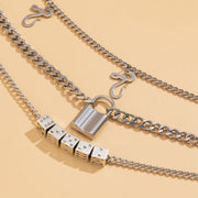 Trendy Cool Lock & Cubes Necklace
