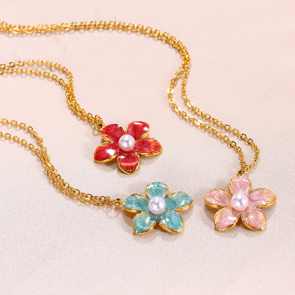 Colorful Floral Necklace - Flower Classic Pendant