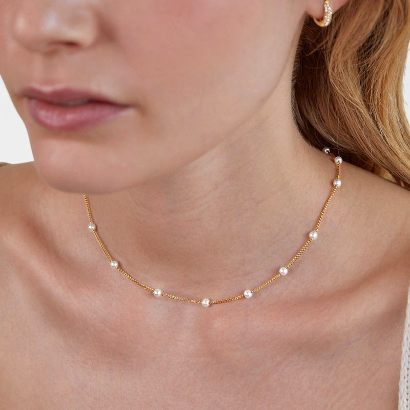 Titanium Steel Pearl Classic Necklace