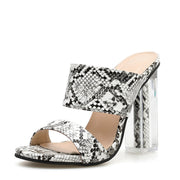 Sexy Crystal Snake Print High Heel Sandals