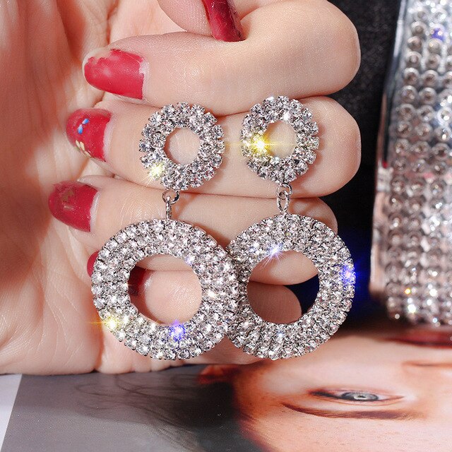 Exaggerated glamorous sexy geometric circle earrings