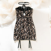 Sexy Leopard Lace Tube Top Dress - Corset Style