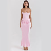 Slim Tube Top Long Party Dress - Bandeau Backless