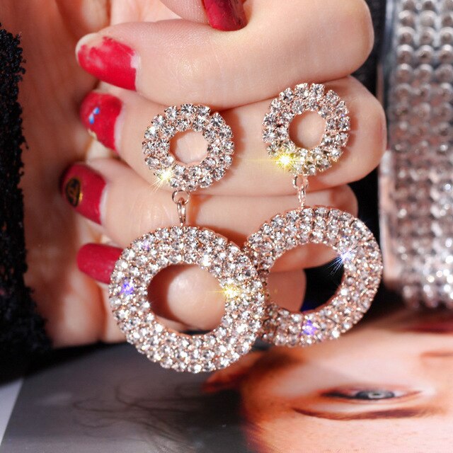 Exaggerated glamorous sexy geometric circle earrings