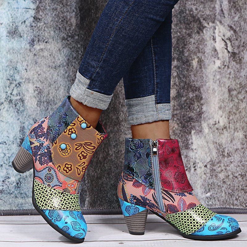 Chic Boho Patchwork Ankle Boots