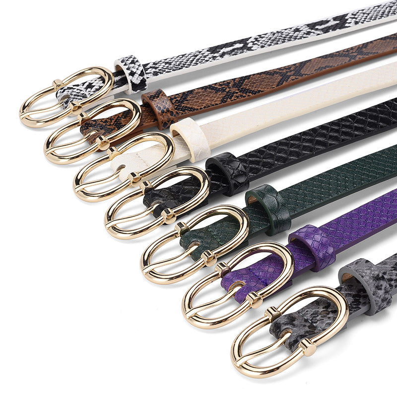 Simple And Versatile Snake Print Leather Belt