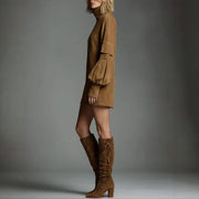 High Collar Long Sleeve Dress