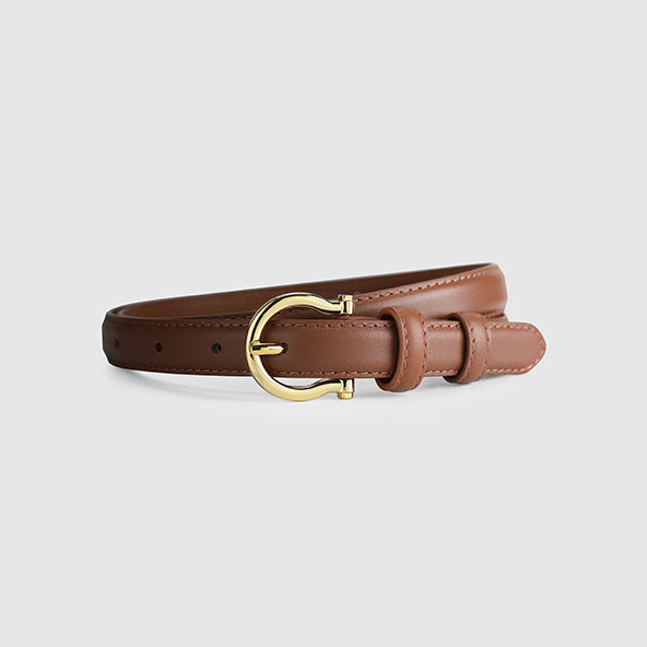 French Gold Buckle Genuine Leather Belt