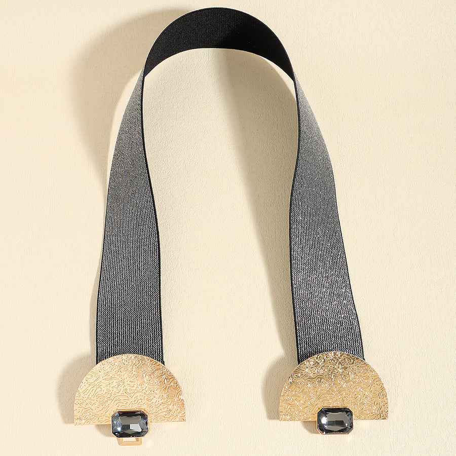 Stretchy Glittering With Pearls, Elastic Belt