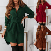 Classic Long-sleeved Dress With Belt