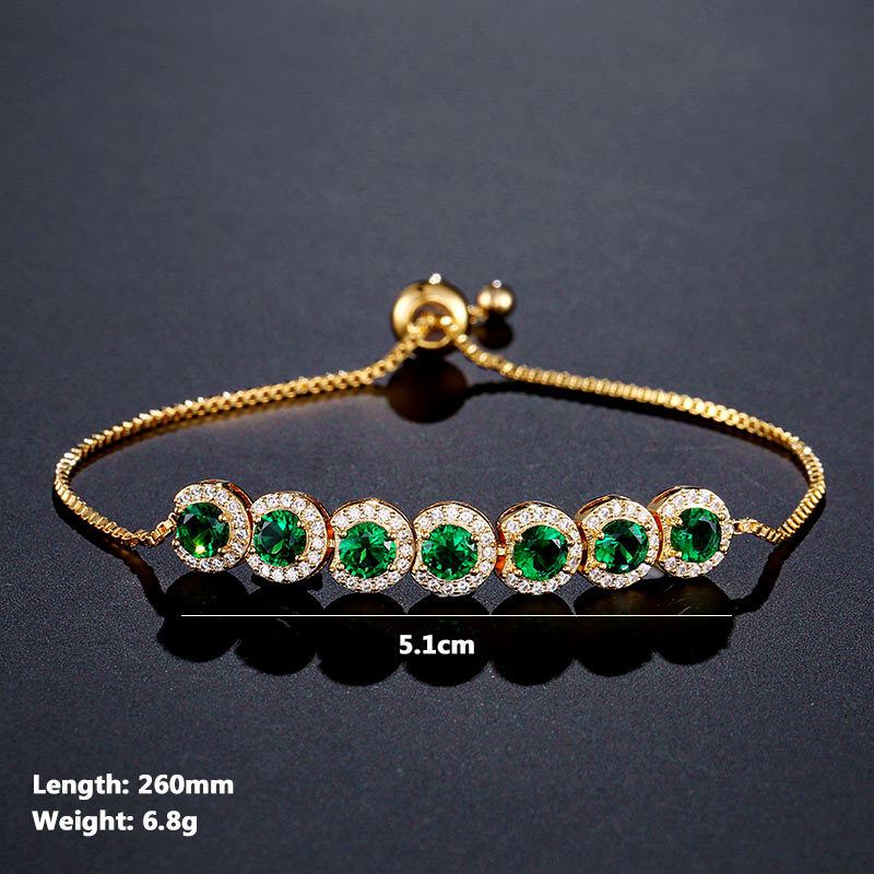 Emerald Zircon French Adjustable Bracelet