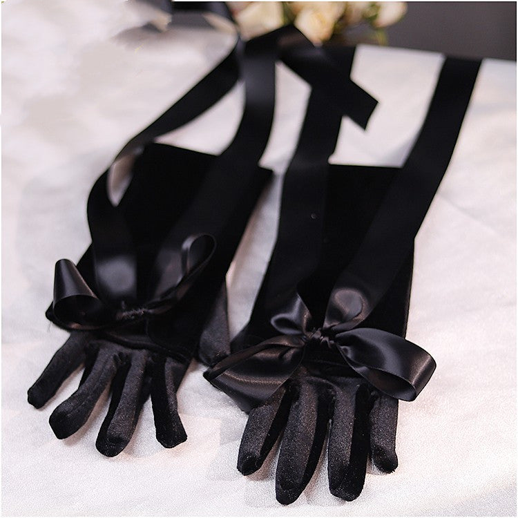 French Sexy Retro Audrey Hepburn High-end Long Black Gloves
