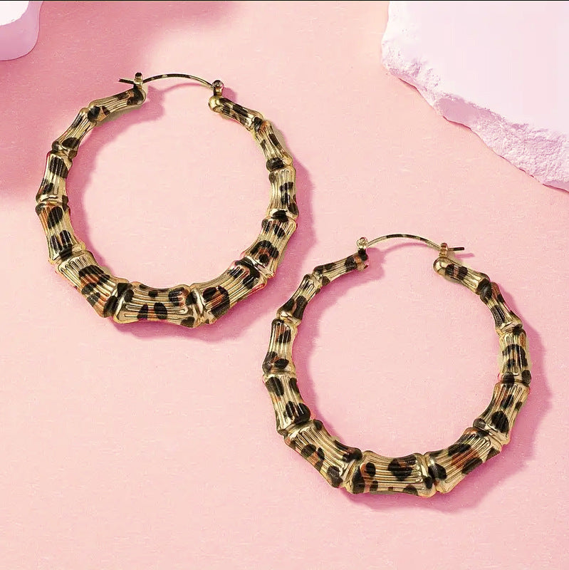 Leopard Round Hoop Sexy Earrings