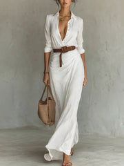 Irregular Unique Long Dress With Belt