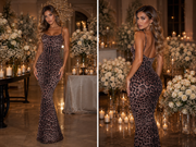 Sexy Leopard Print Backless Sling Dress