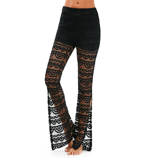 Elegant Patchwork Sheer Sexy Pants