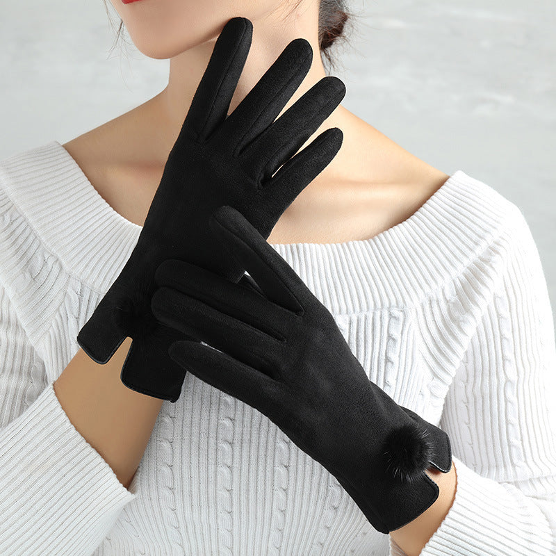 Sexy Suede Glove Warm Finger Gloves