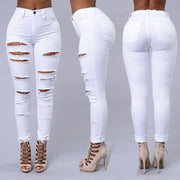 Ripped Jeans - Skinny Trousers - High Waist Pencil Pants