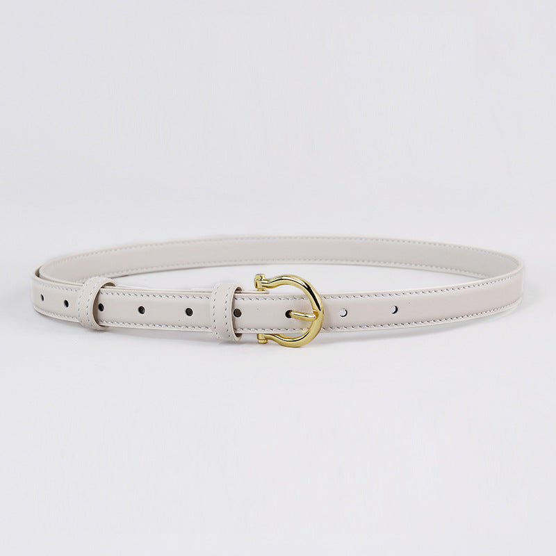 French Gold Buckle Genuine Leather Belt