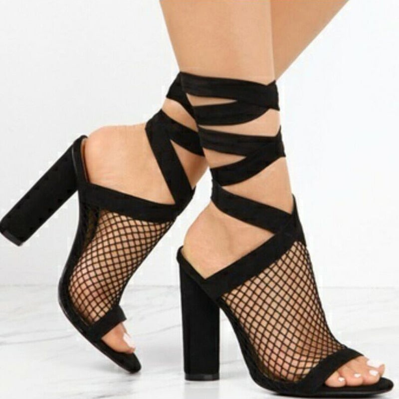 Sexy Lace-Up Cross Strap High Heel Sandals
