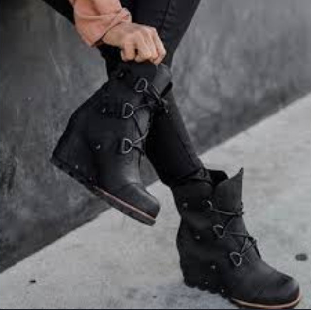 Chic Colorblock Lace-Up Combat Boots