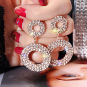 Exaggerated glamorous sexy geometric circle earrings