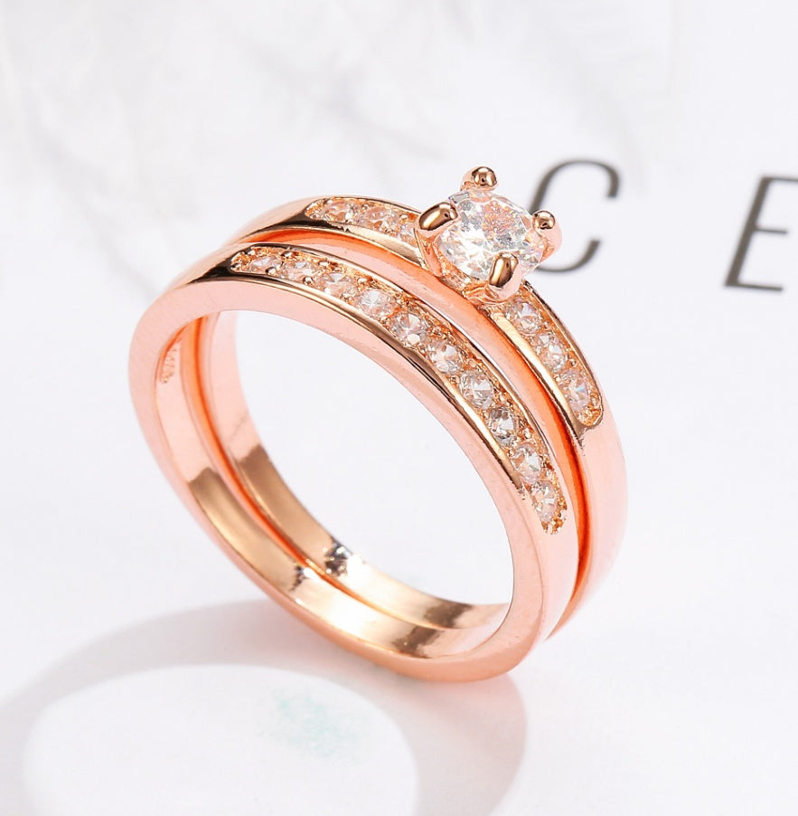 Classic Rose gold ring with diamonds-style