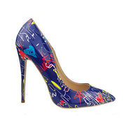 Sexy Graffiti Print Pointed Stiletto Heels
