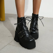 Edgy Rivet Round Toe Ankle Boots