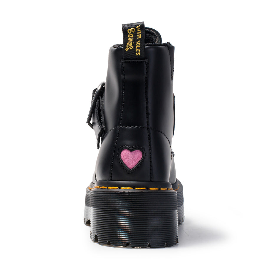 Edgy Heart Detail Platform Ankle Boots