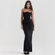 Slim Tube Top Long Party Dress - Bandeau Backless