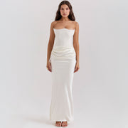 Slim Tube Top Long Party Dress - Bandeau Backless