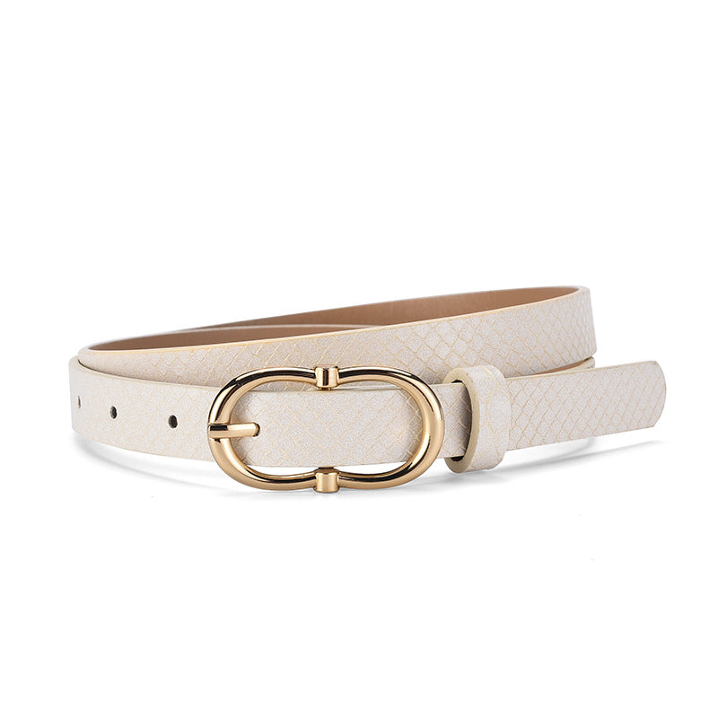 Simple And Versatile Snake Print Leather Belt