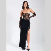 Sexy Lace Velvet Patchwork Dress