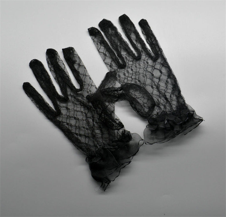 Glam Fingered short lace gloves