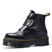 Edgy Heart Detail Platform Ankle Boots