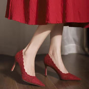 Elegant Lace High-heeled Shoes
