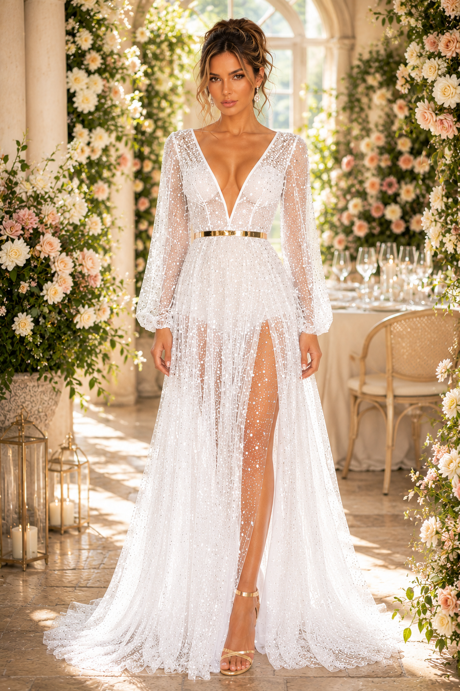 Mesh Shiny Long Sexy Events Dress