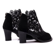 Sexy Lace Mesh Peep Toe Ankle Heel Sandals
