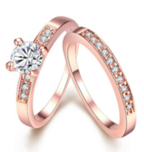 Classic Rose gold ring with diamonds-style