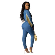 Fringed Denim Cool Jumpsuit