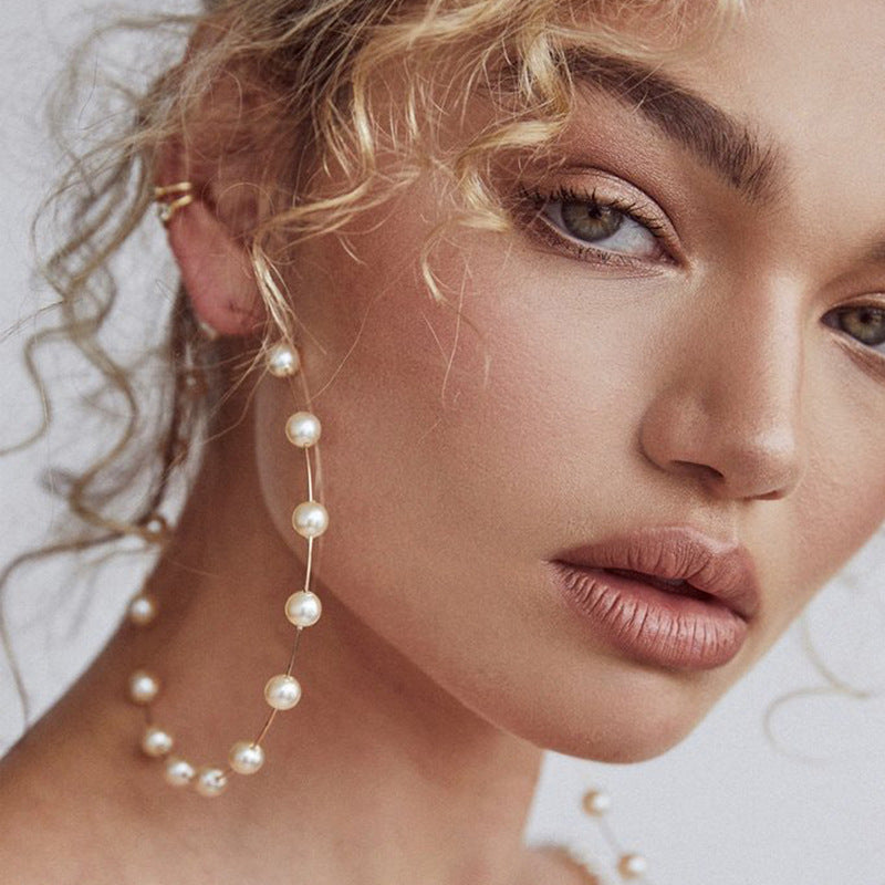 Pearl Extra Large Circle Earrings
