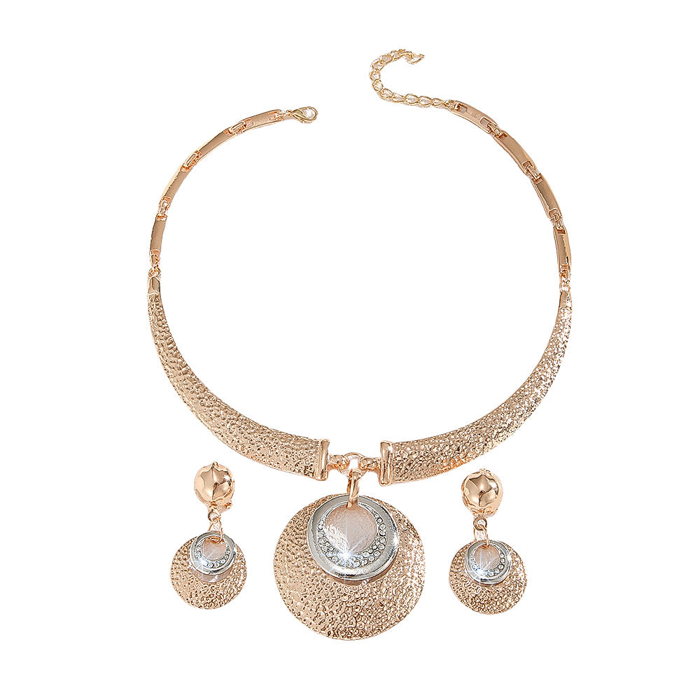 Classic Metal Circle Necklace And Earrings Set